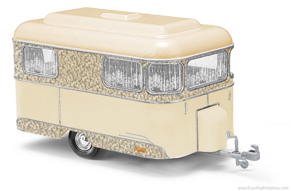 Busch 51703 Nagetusch Wohnwagen, Beige/Silber