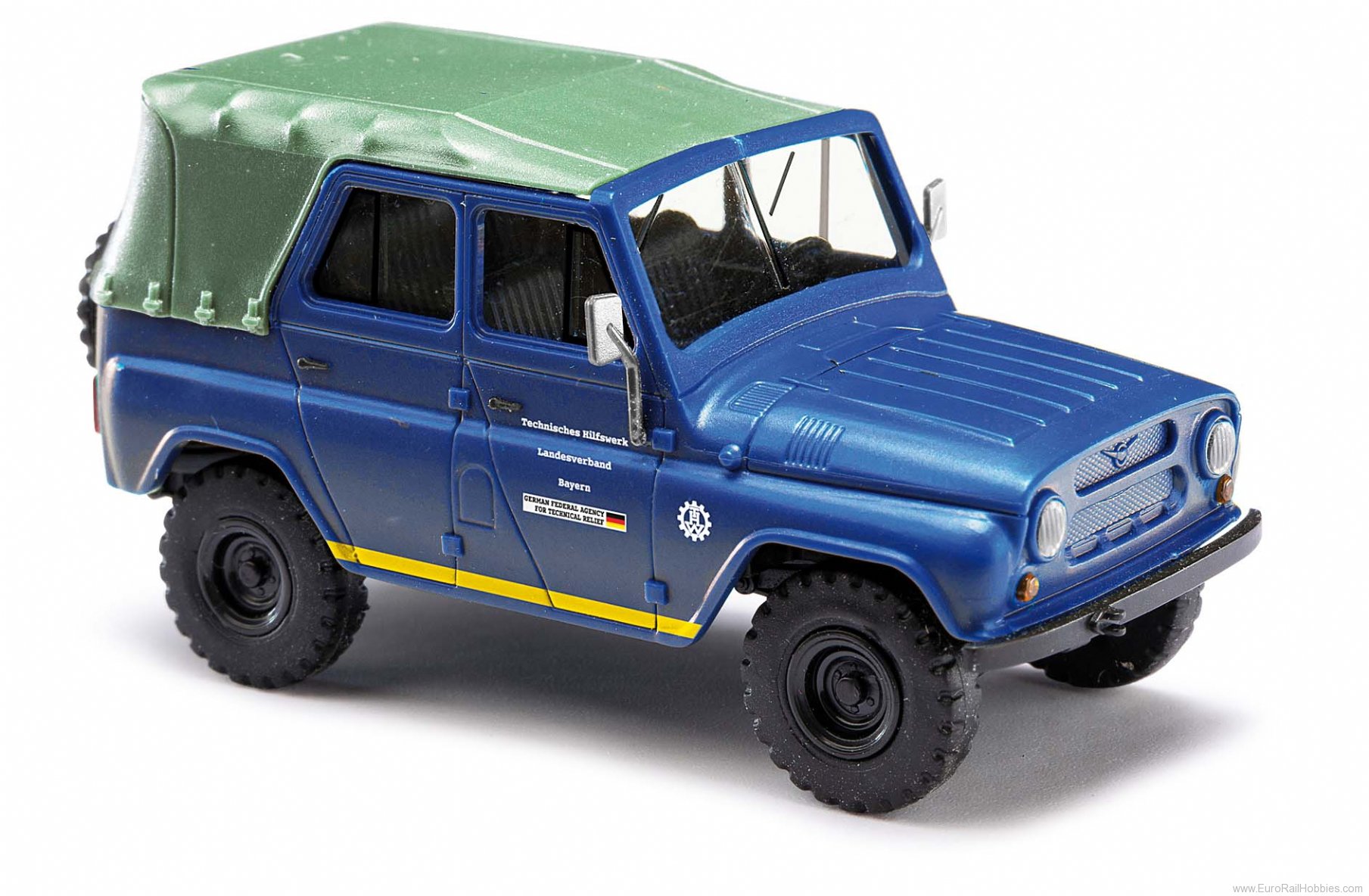 Busch 52108 UAZ 469 w. roof 'THW Bayern'