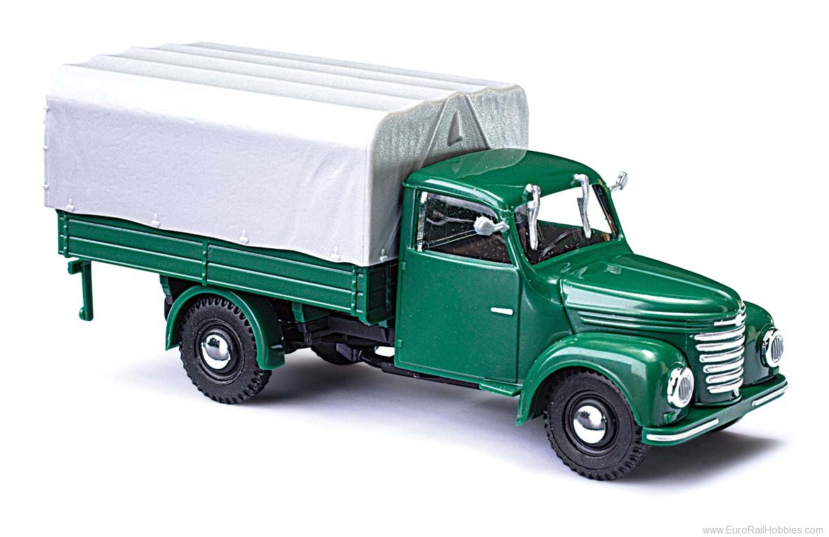 Busch 52350 Framo V901/2 flatbed/tarpolin, green