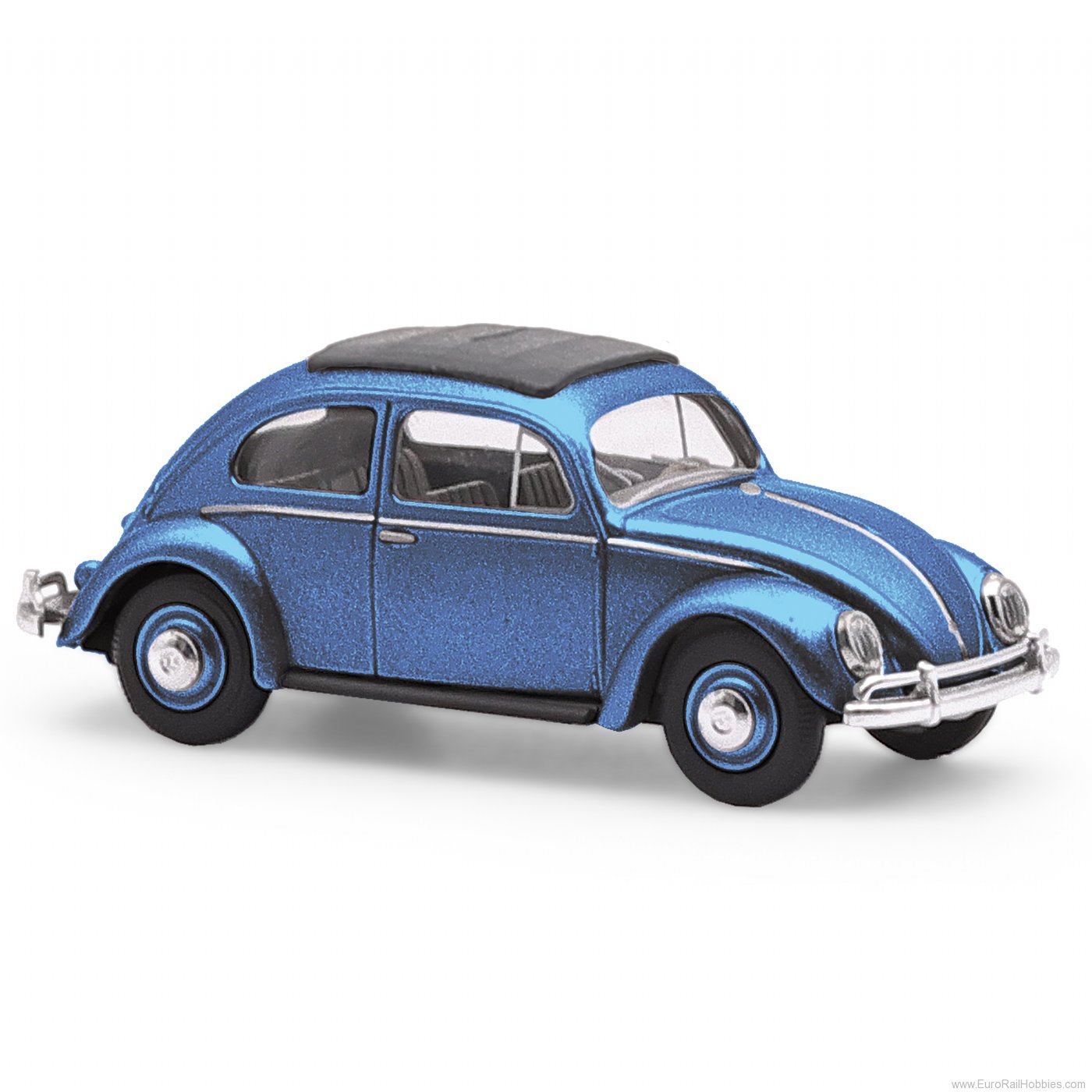Busch 52996 Busch VW Beetle with Oval Window Blue Metalli