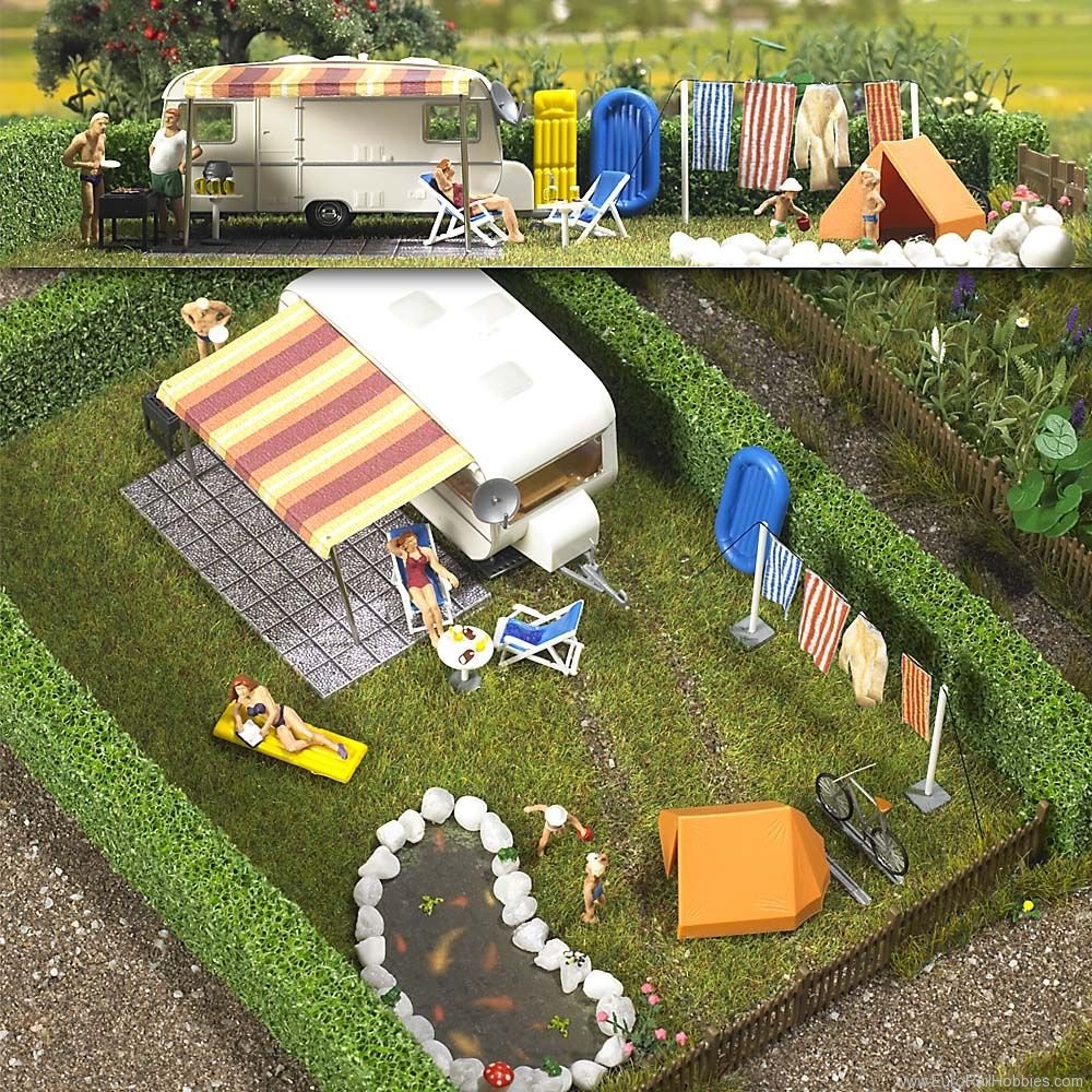 Busch 6023 Miniature Scene - Camping Trailer Scene | Model 