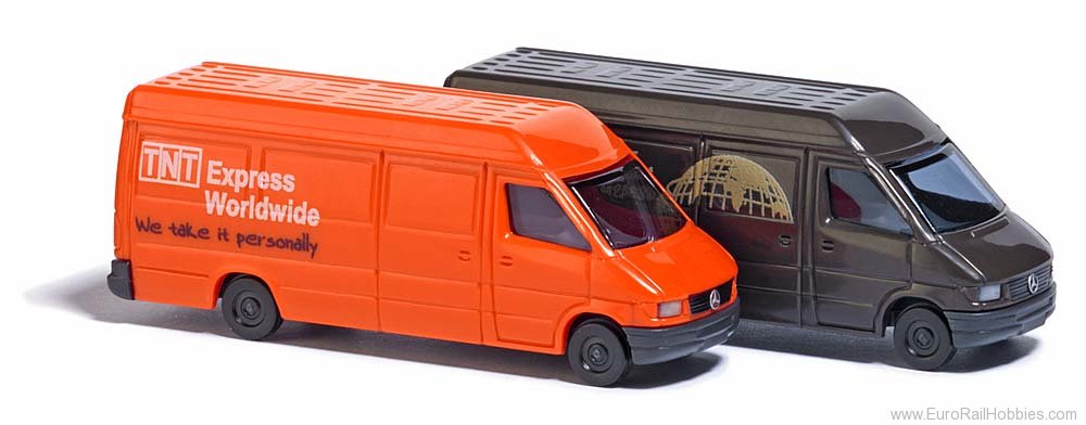 Busch 8338 2 Mercedes Sprinter trucks 'UPS' and 'TNT'