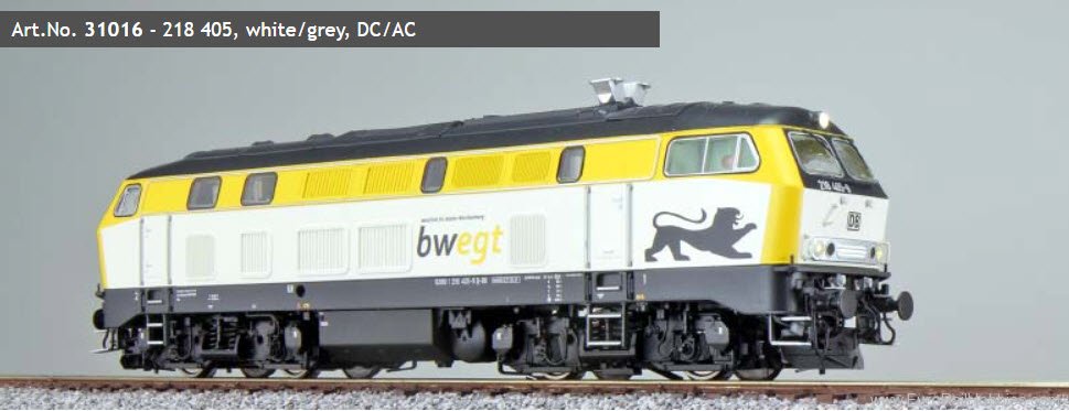 ESU 31016 Diesel Locomotive, BR 218, 218 405 Bwegt, Whi