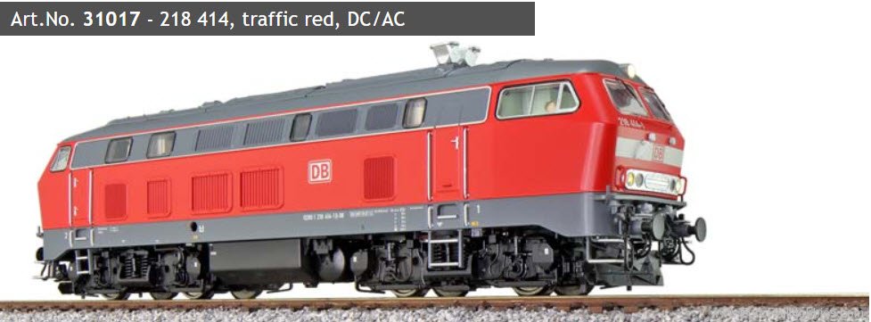 ESU 31017 DB Diesel Locomotive, BR 218, 18 414, Traffic
