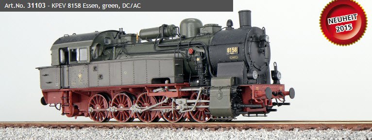 ESU 31103 Steam loco, 8158 Essen, KPEV, green, Era I, S