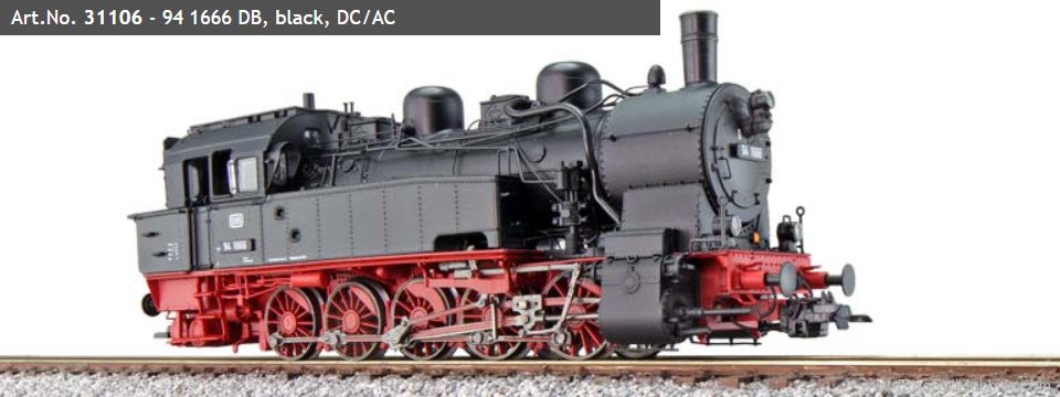 ESU 31106 DB Steam Locomotive BR 94 1666, Black, Sound+