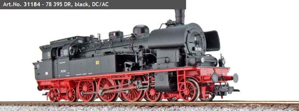 ESU 31184 DR CL 78 Steam Locomotive 78 395, Black, (Sou