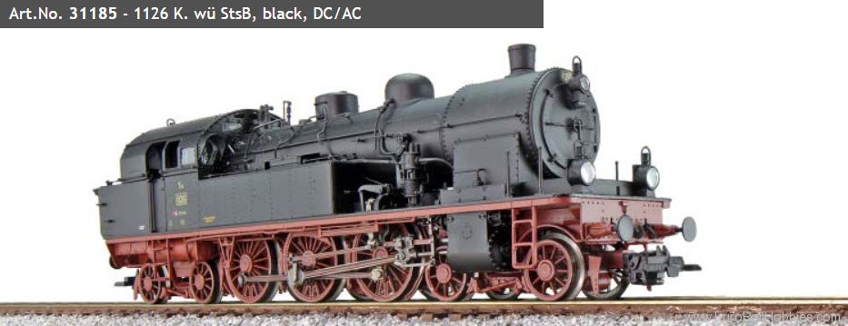 ESU 31185 K. wÃ¼ StsB 1126 Steam Locomotive, Black, (