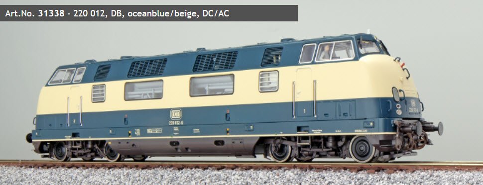 ESU 31338 DB cl V 220 012 Diesel Locomotive Ocean Blue/