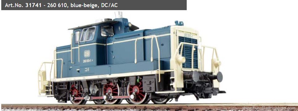 ESU 31741 DB Diesel Locomotive, V260 610, Ocean Blue-Be