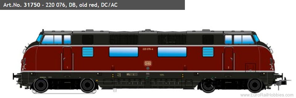 ESU 31750 DB V200 Diesel Lcomotive, 220 076, Old Red Li