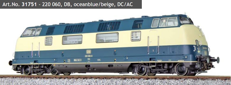 ESU 31751 DB V200 Diesel Lcomotive, 220 060, Ocean-Blue