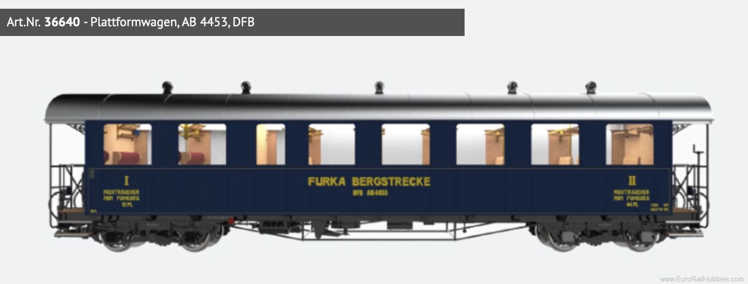 ESU 36640 Platform wagon, Pullman IIm, AB 4453 DFB, blu