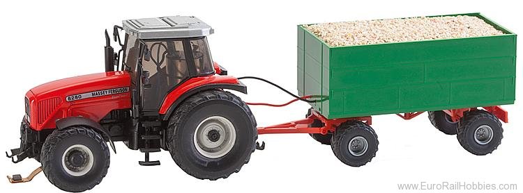 Faller 161588 MF Tractor with wood chips trailer (WIKING)