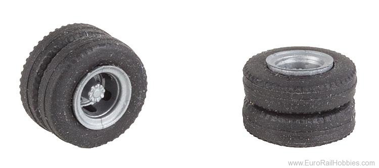 Faller 163117 2 wheels tyres and rims (Rear axle) for deliv