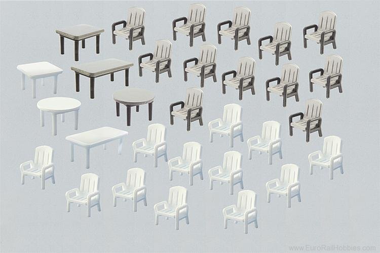 Faller 180439 24 Garden chairs and 6 Tables