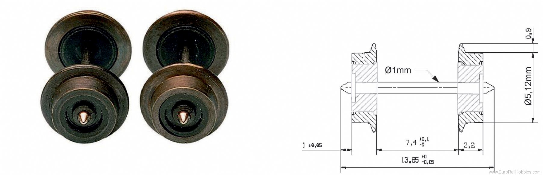 Fleischmann 20024 N gauge wheel sets, 5 mm 