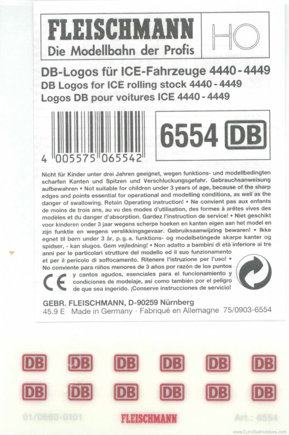 Fleischmann 6554 DB logos of the latest style for ICE