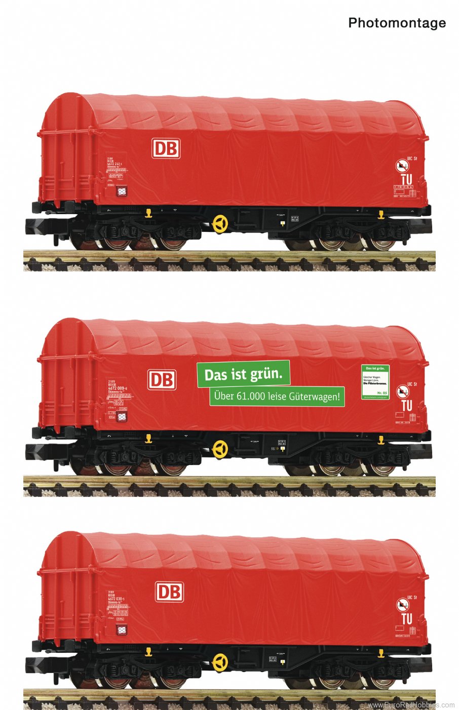 Fleischmann 6660014 3-piece set: Sliding tarpaulin wagons, DB AG