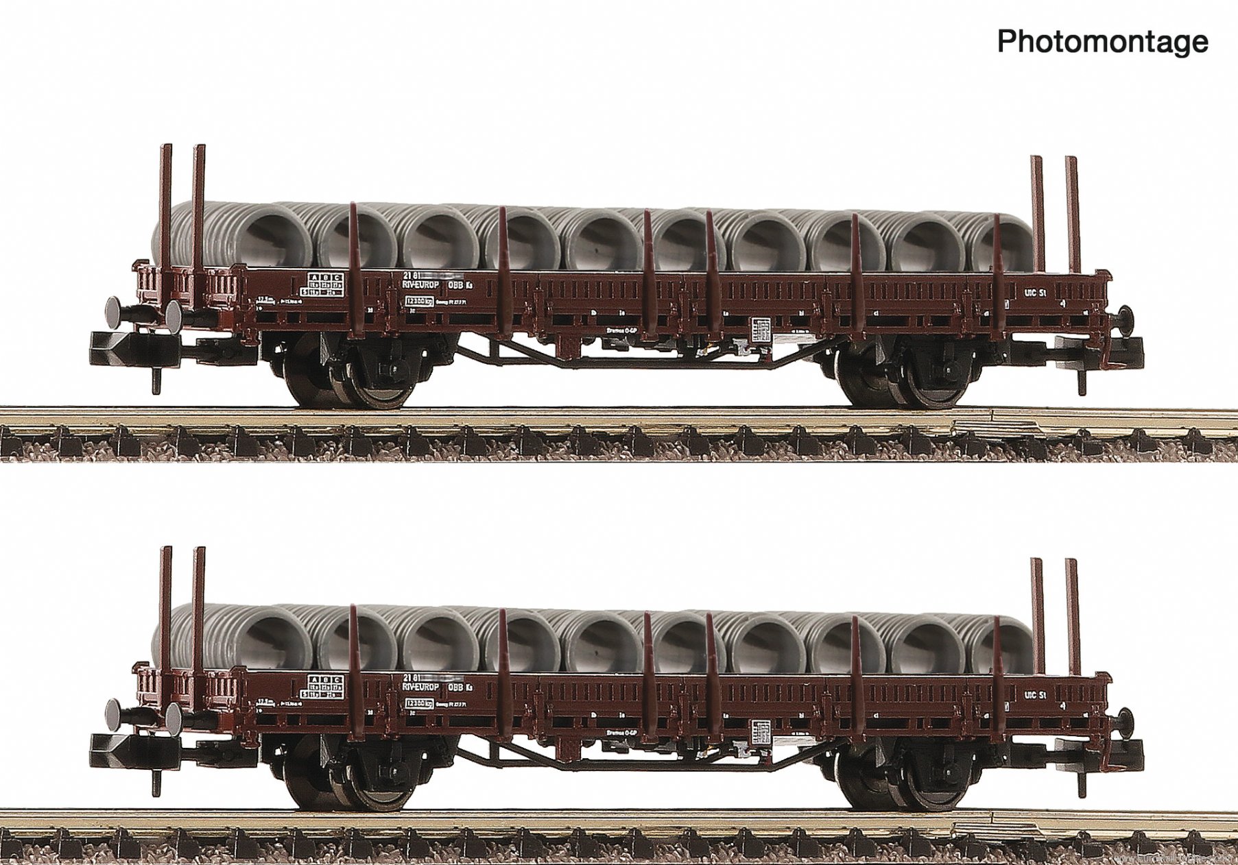 Fleischmann 6660072 OBB 2-Piece Set: Swivel-type Stake Wagons