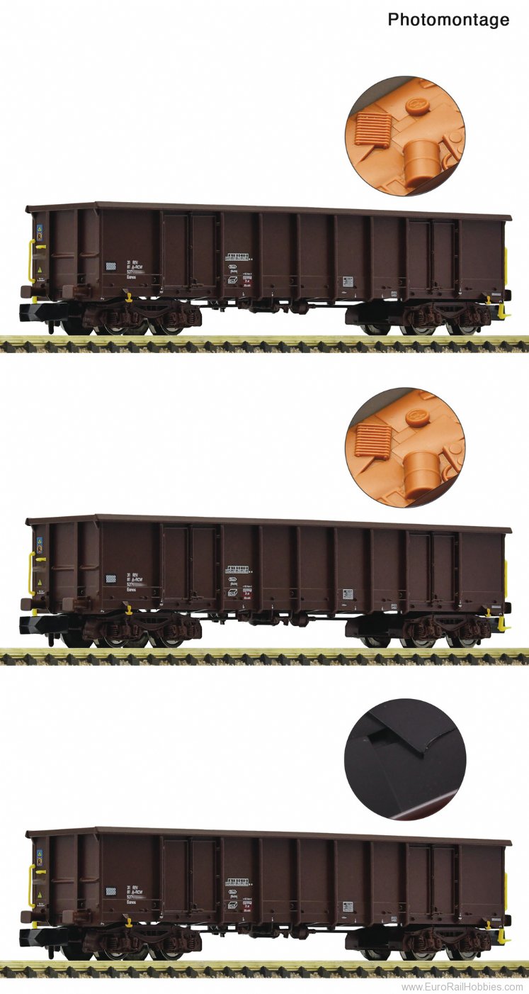 Fleischmann 6660074 OBB 3 Piece Set: Open Goods Wagons