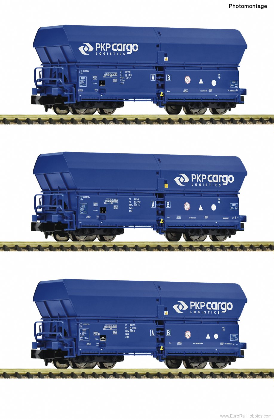 Fleischmann 6660086 PKP Cargo 3-Piece Set: Self-unloading Wagons