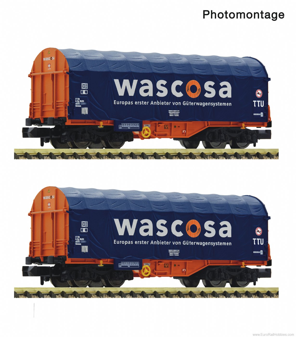 Fleischmann 6660105 2 Piece Set: Slide tarpaulin Wagons, Wascosa 