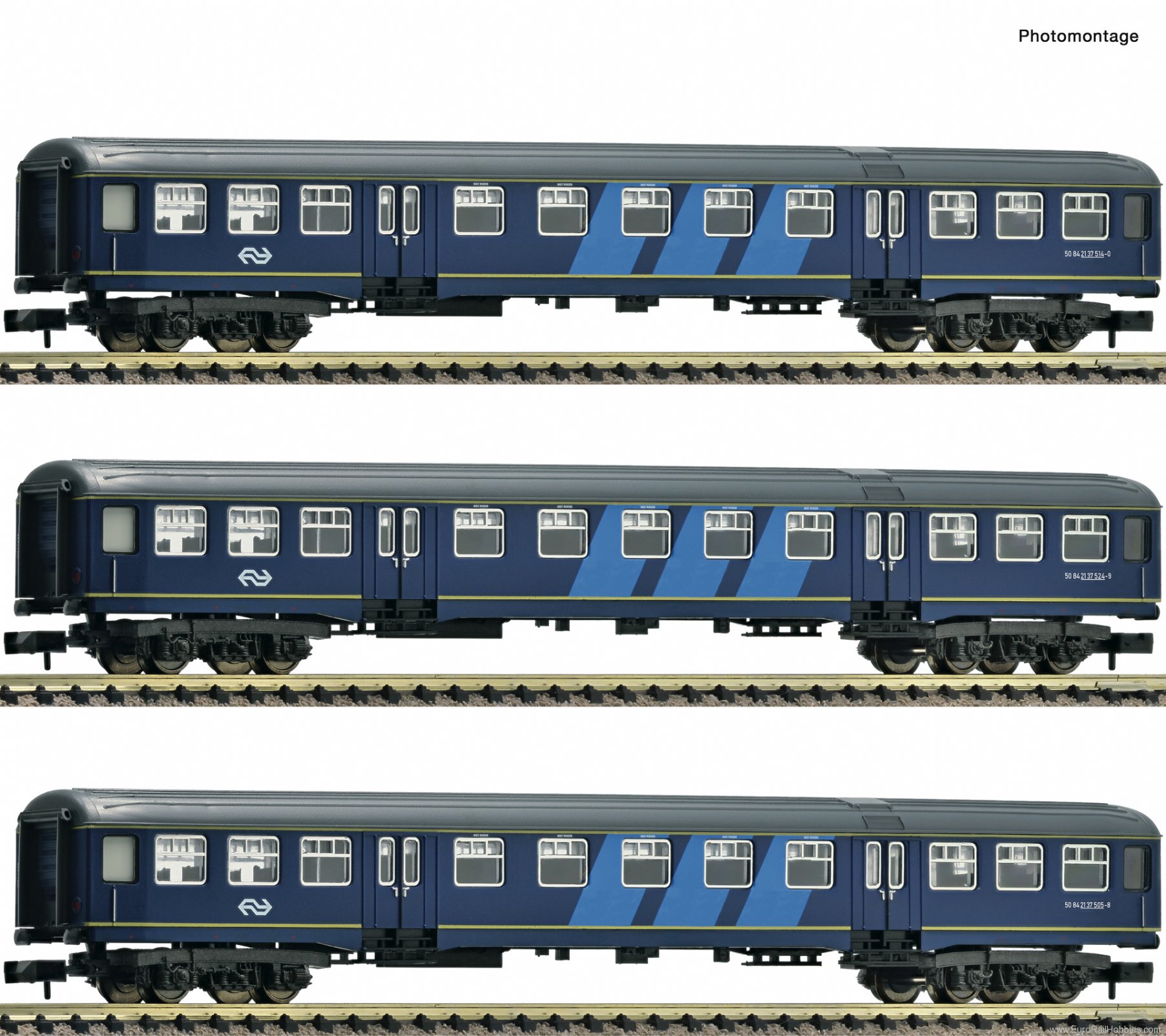 Fleischmann 814713 3-piece set: Passenger coaches, NS