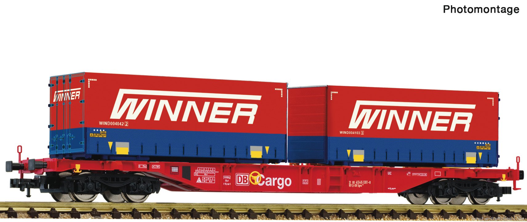 Fleischmann 825037 DB-AG Container carrier wagon with Winner Dis