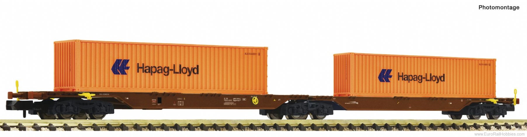 Fleischmann 825340 Double container carrier wagon, GYSEV CARGO