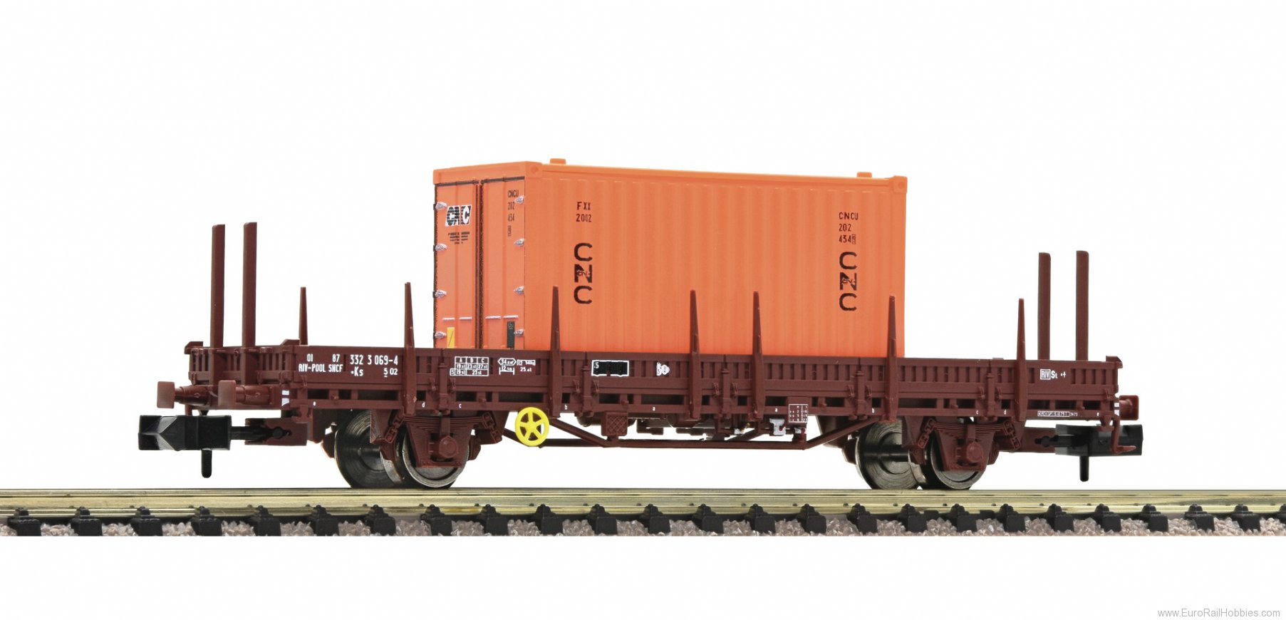 Fleischmann 825736 SNCF Stake wagon W/Container Load
