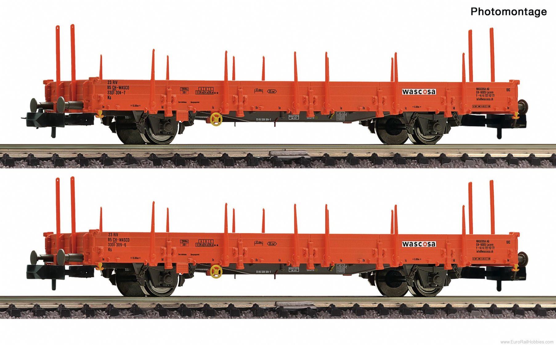 Fleischmann 825752 2 piece set: Swivel stake wagons, Wascosa