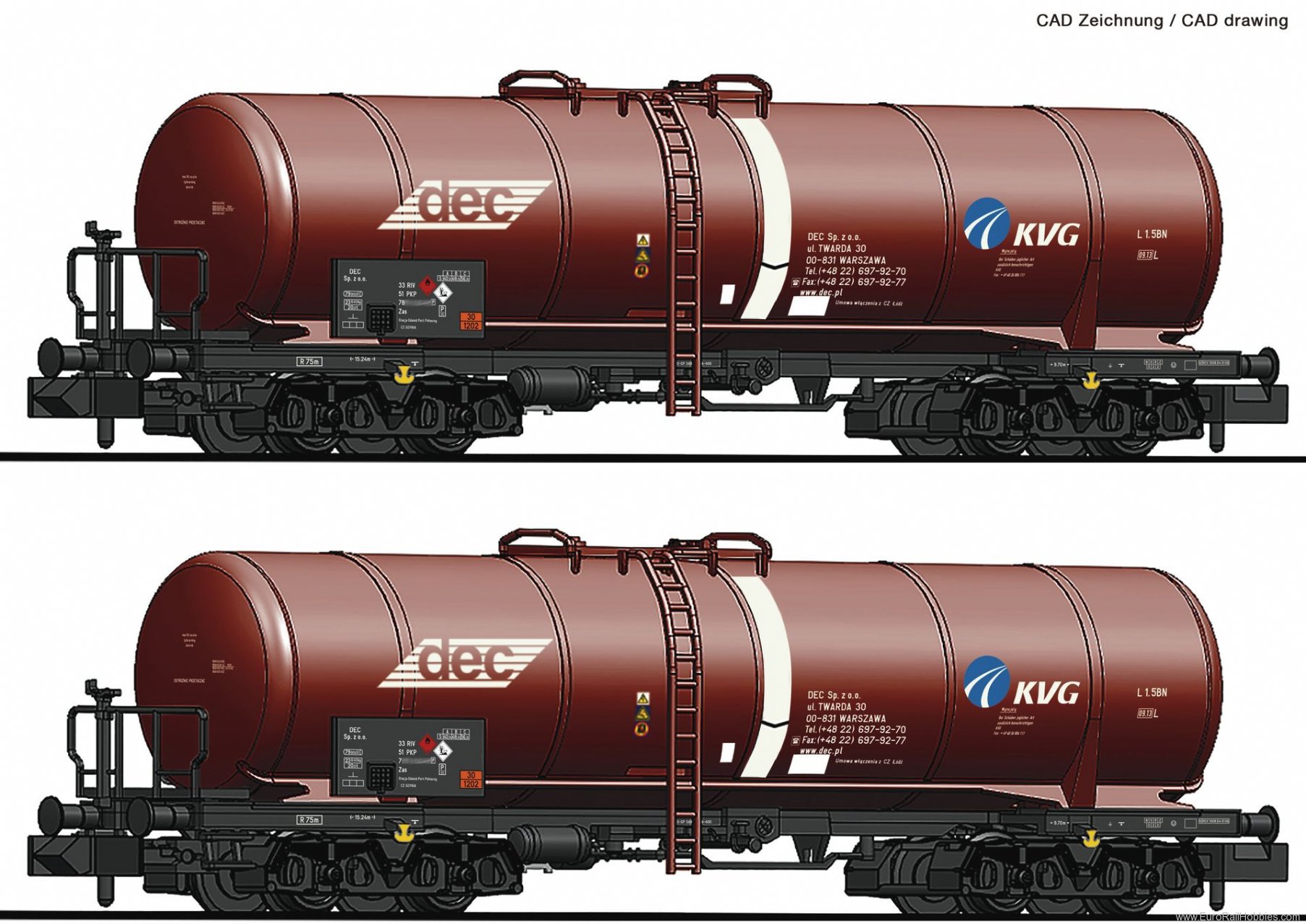 Fleischmann 825814 PKP 2 piece set tank wagons KVG 