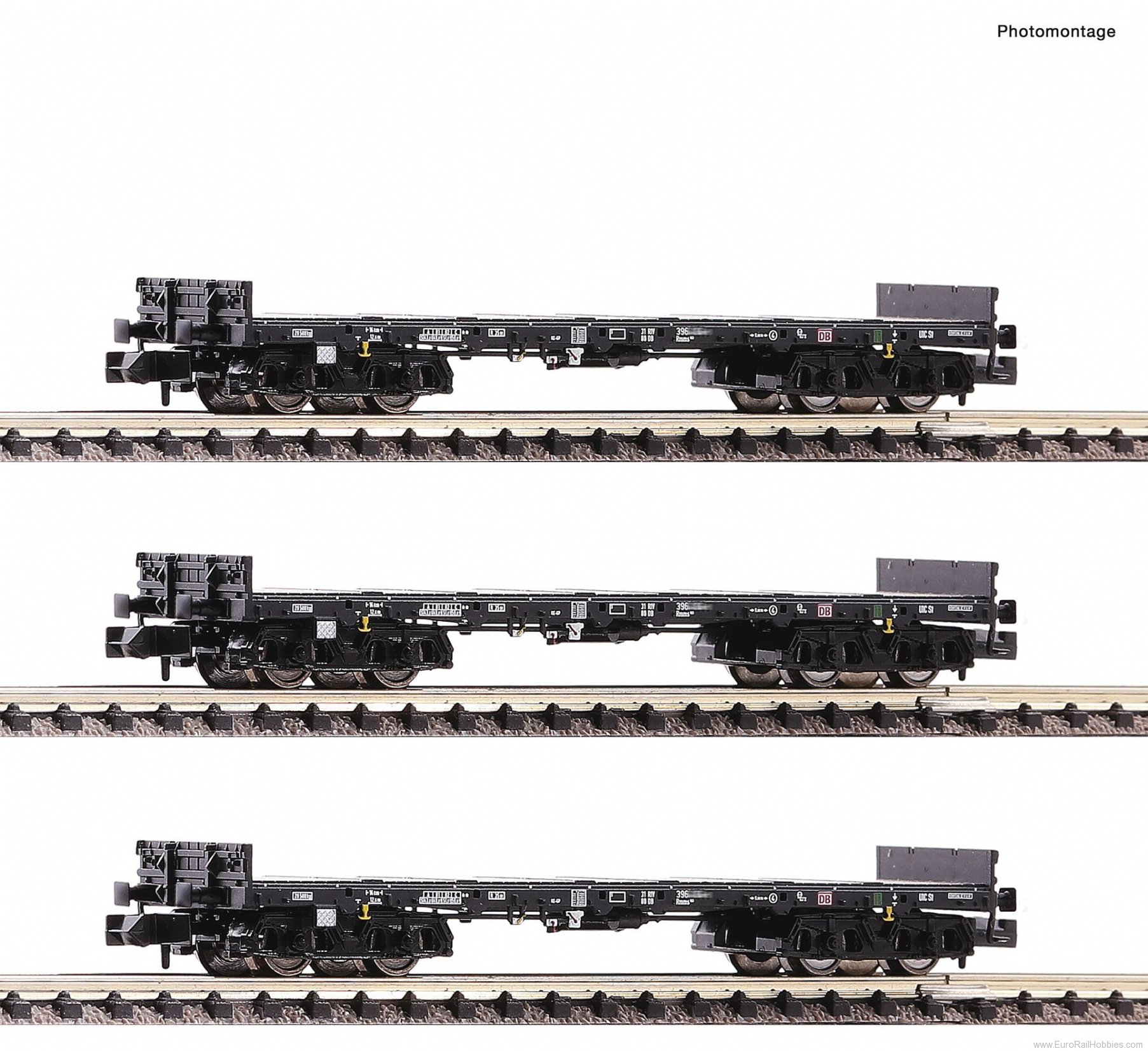 Fleischmann 826710 3 piece set: Flat wagons, DB AG