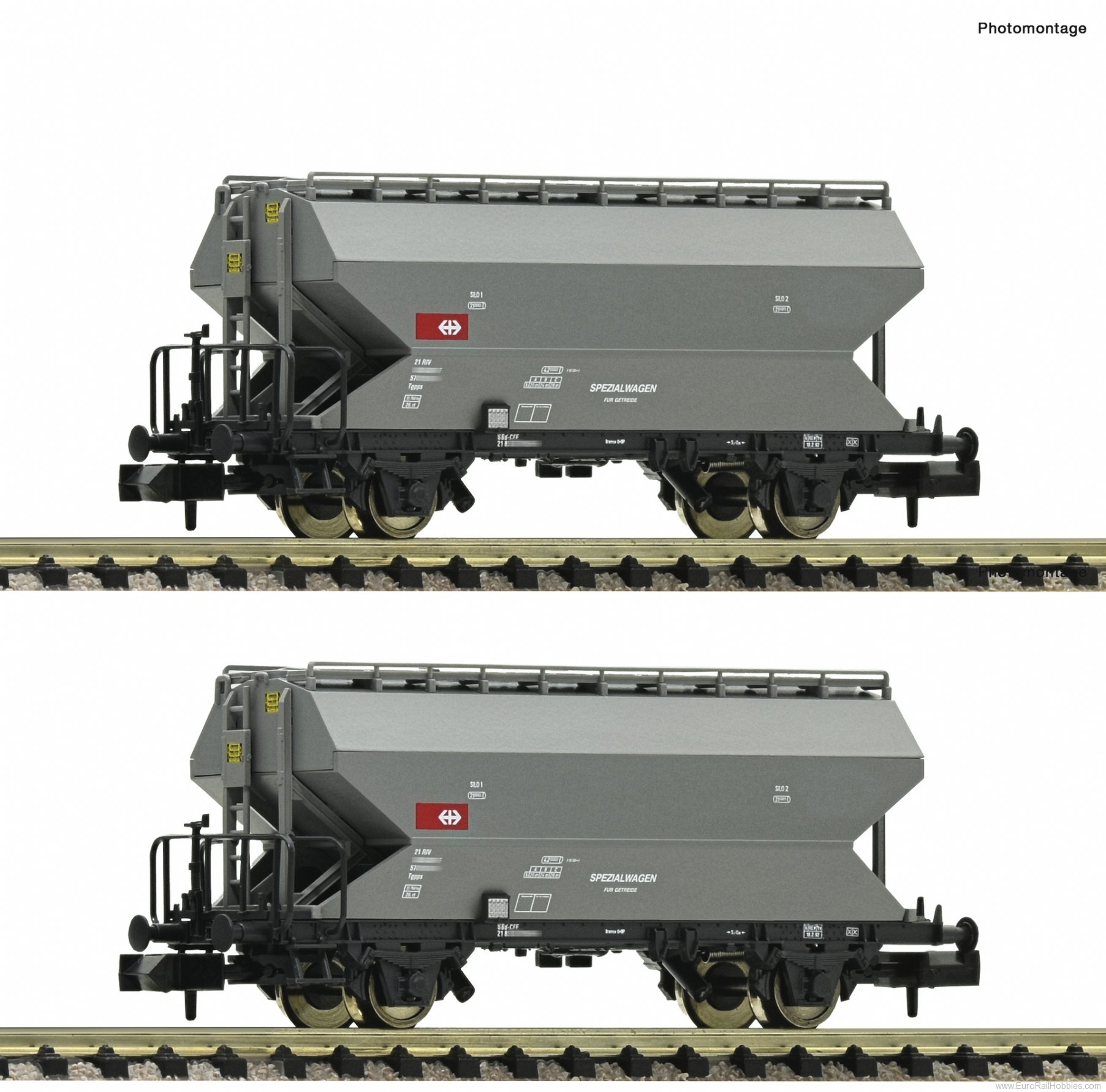 Fleischmann 831313 2-piece set: Grain silo wagons, SBB