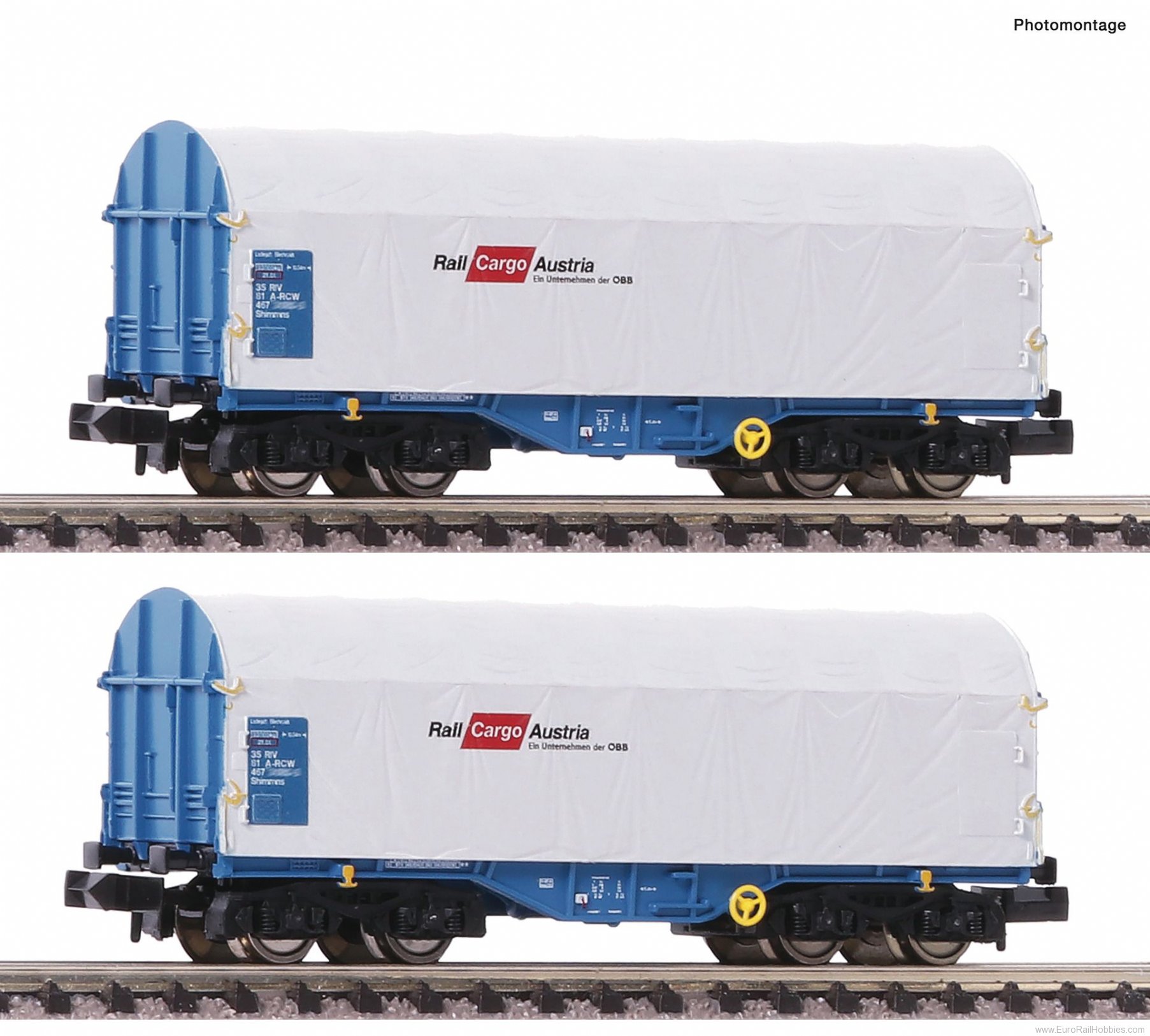 Fleischmann 838820 ÃBB 2 piece set slide tarpaulin wagon 