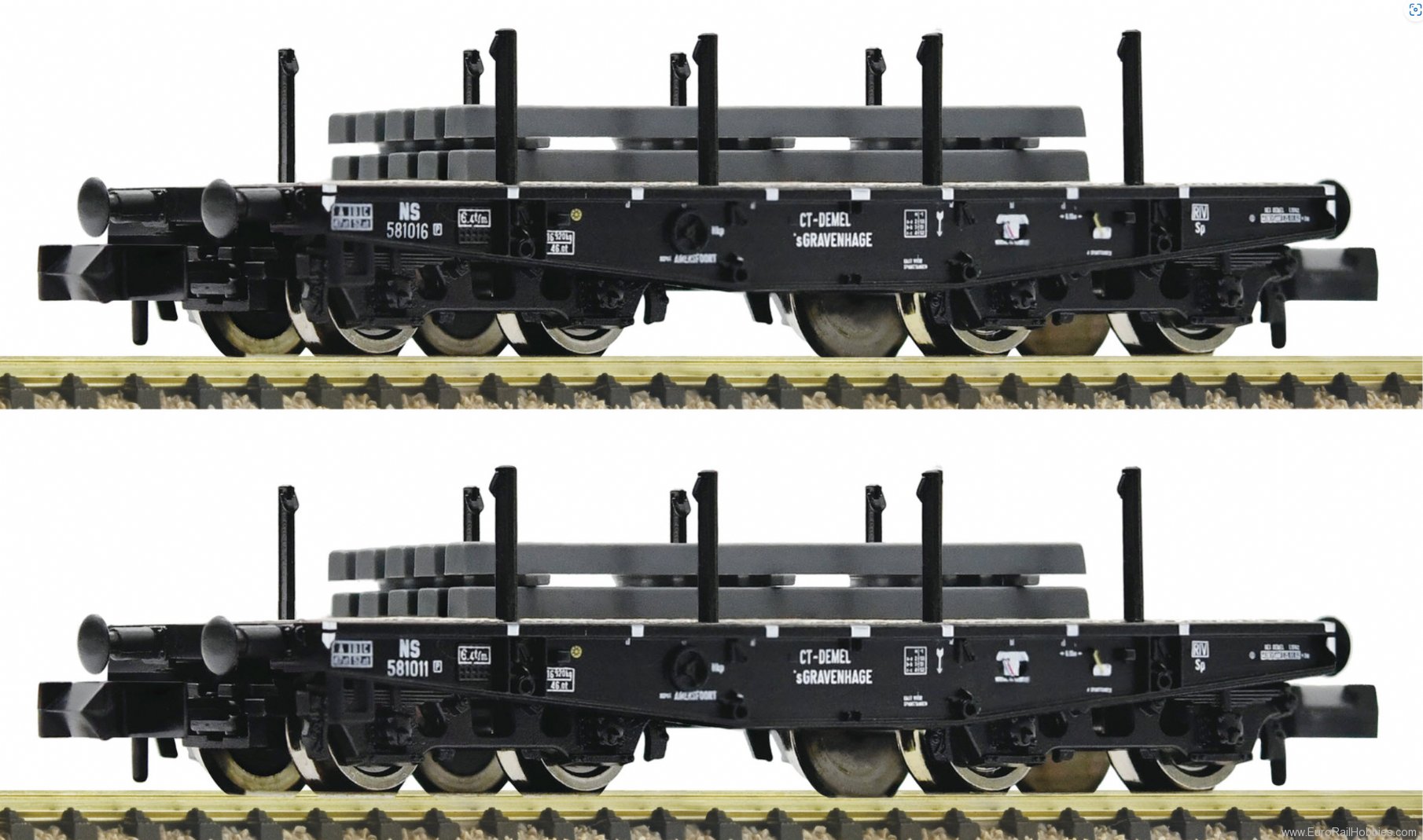 Fleischmann 845608 NS 2-piece set: Heavy-duty flat wagons