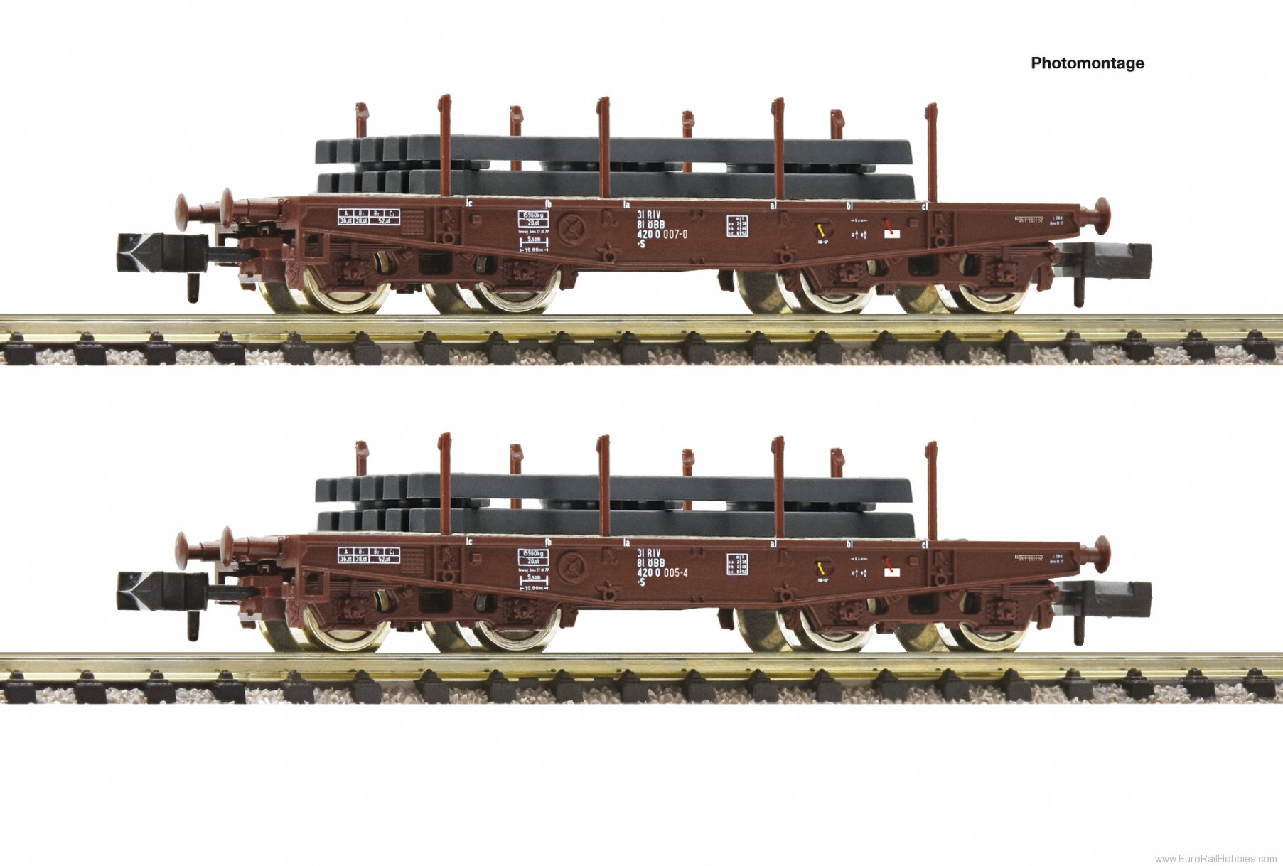 Fleischmann 845609 2-piece set: Heavy-duty flat wagons, ÃBB