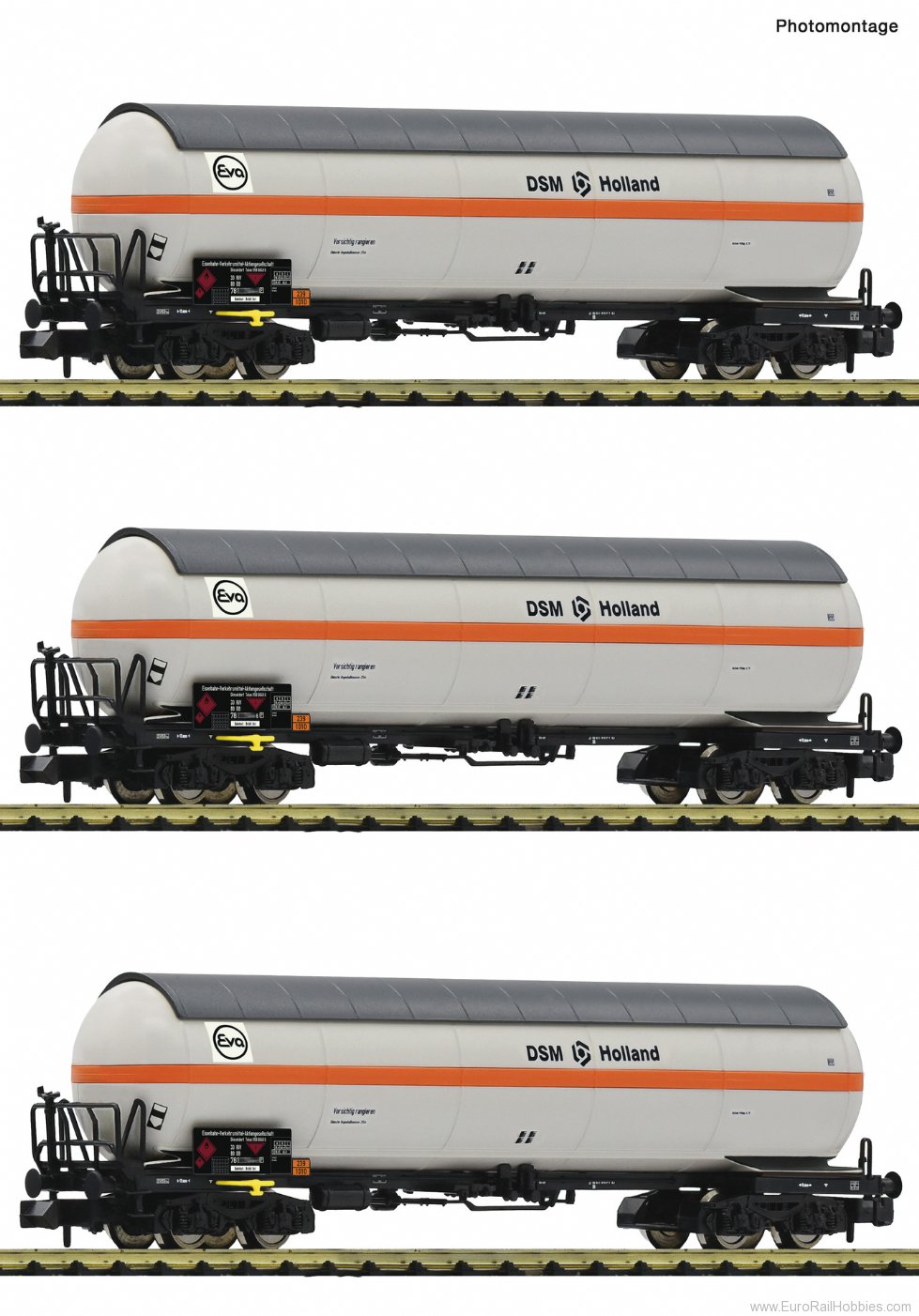 Fleischmann 849119 3-piece set: Pressurised gas tank wagons, DB