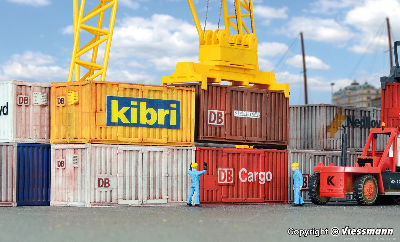 Kibri 10924 H0 20 ft containers, 8 pieces