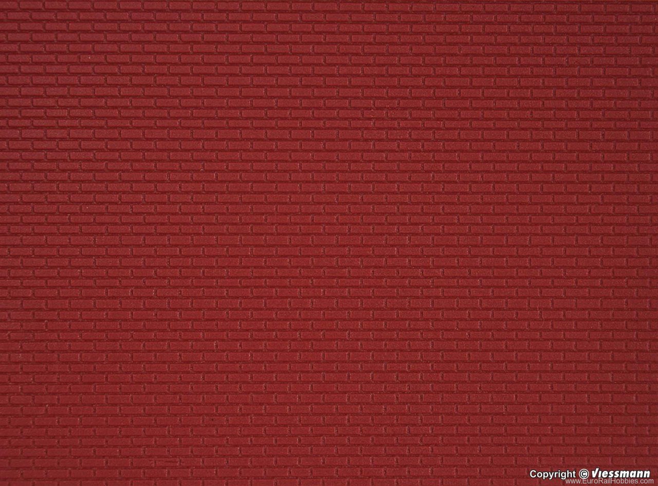 Kibri 34122 H0 Plastic red Brick Sheet 20 x 12 cm