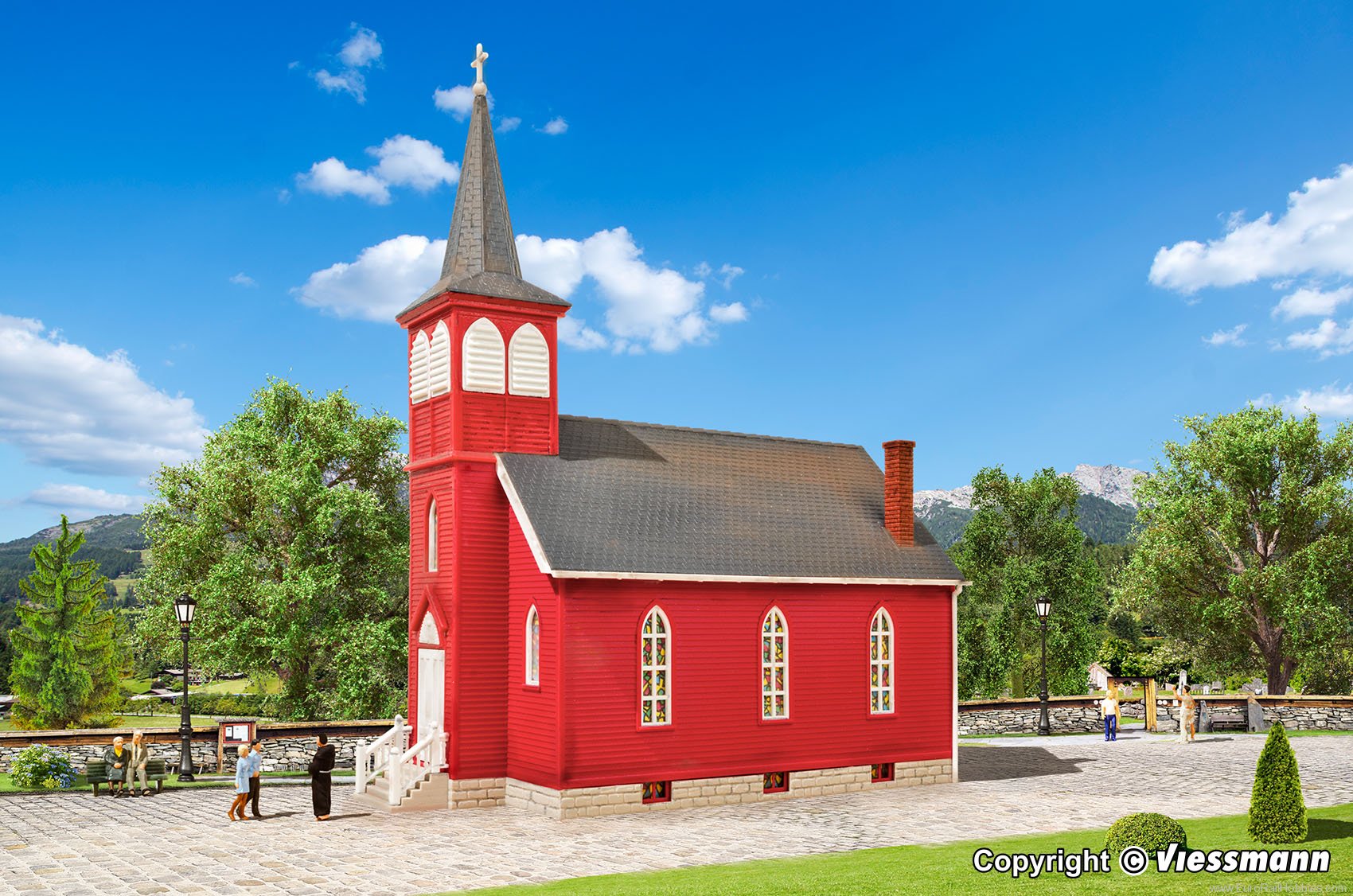 Kibri 38845 38845 H0 Cottage grove church with LED lighti
