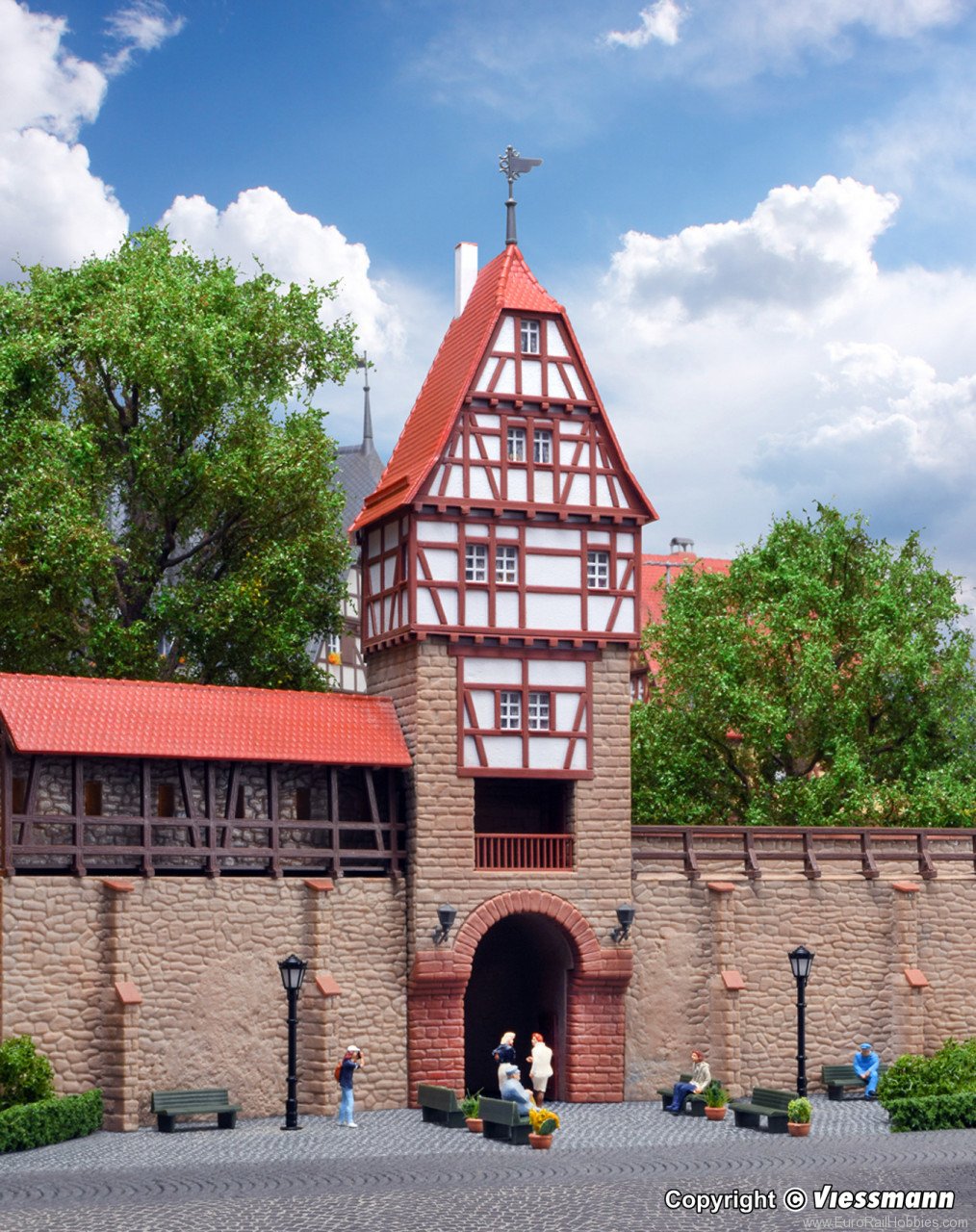 Kibri 38914 H0 City wall with timber framed tower in Weil