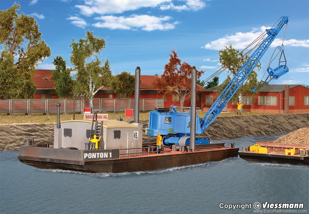 Kibri 39156 H0 Working pontoon with excavator