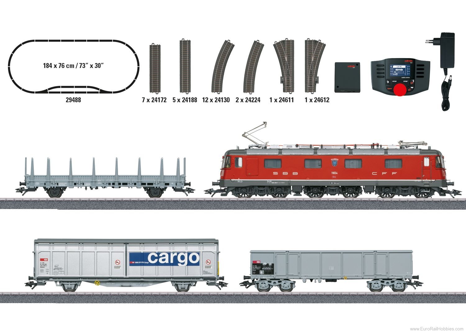 Marklin 29488 Swiss SBB Freight Train with a Class Re 620 D