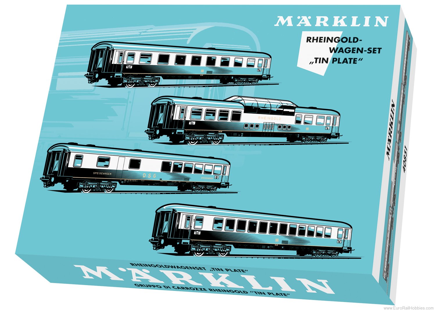 Marklin 40851 DB Tin-Plate Rheingold Car Set (MHI Exclusiv 