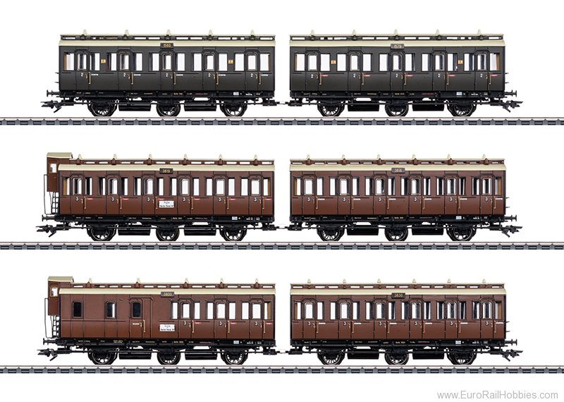 Marklin 42047 KPEV 3 Piece Compartment Car Set w/LED Lighti