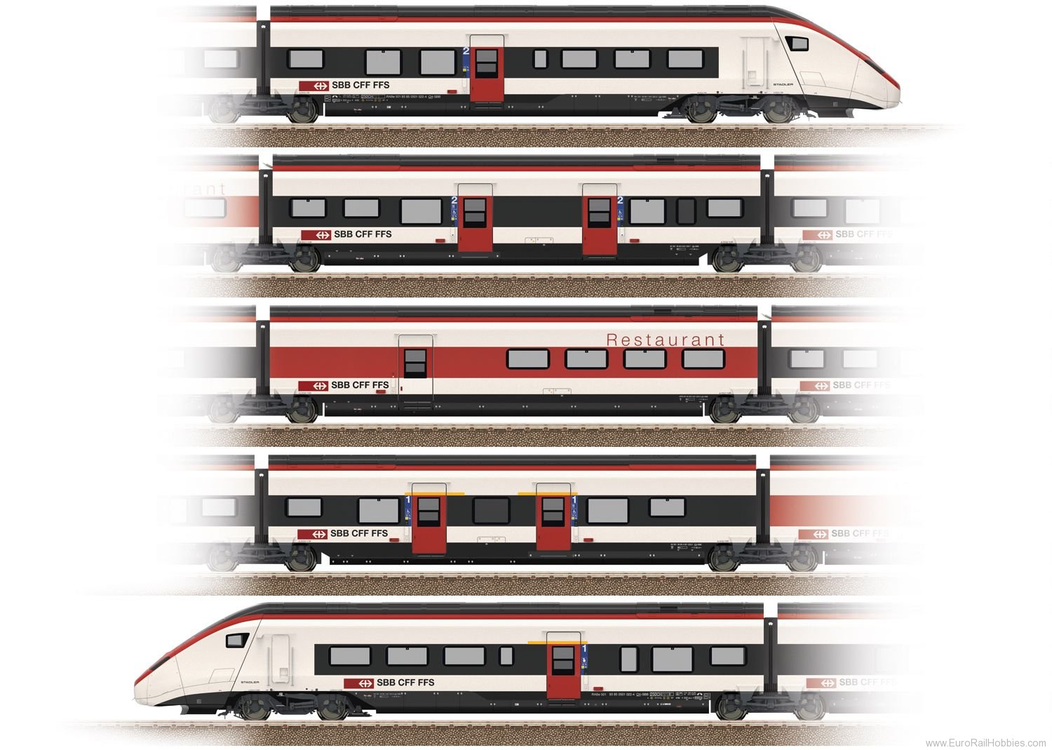 Marklin 43463 Add-On Car Set 3 for the SBB Class RABe 501 G