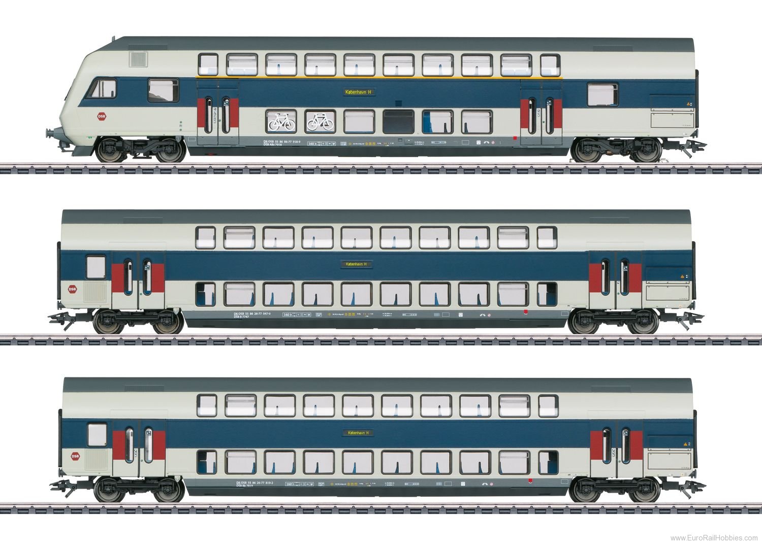 Marklin 43599 DSB 'Copenhagen Commuter Service' Bi-Level Ca