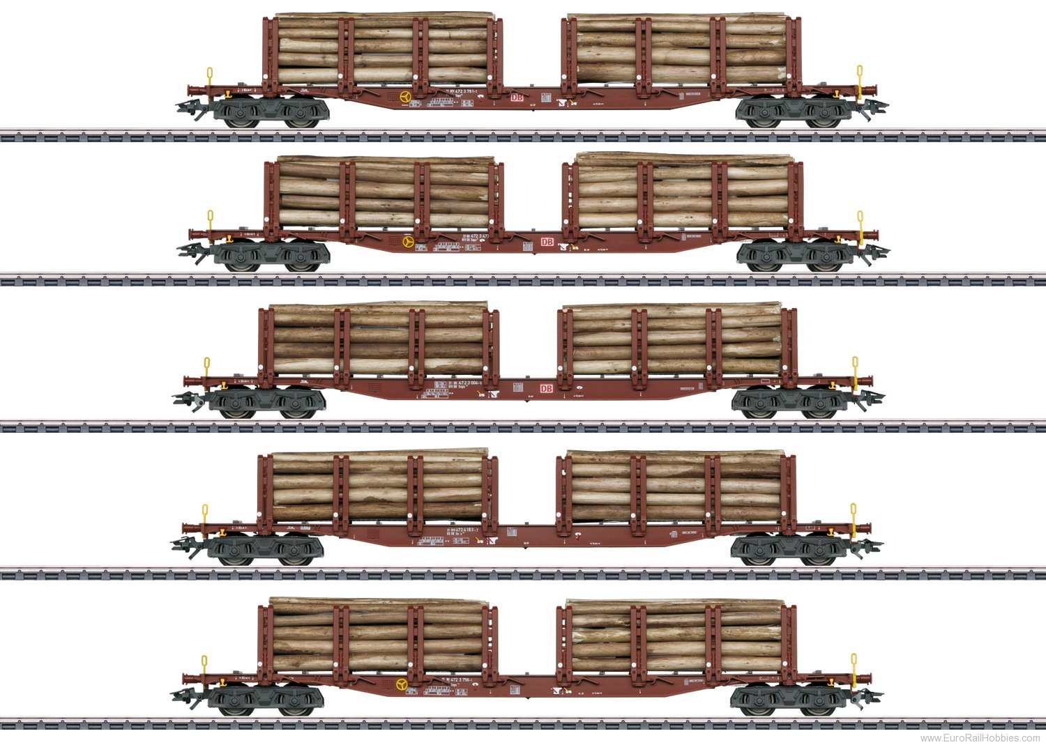 Marklin 47154 DB AG Snps 5 Piece Stake Car Set, w/Log Loads